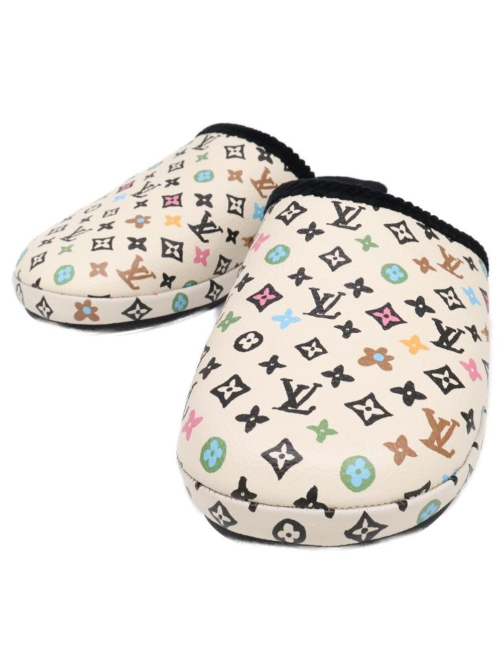 Louis Vuitton Vintage LV Palace Line Monogram Craggy Mules Slippers Room Shoes